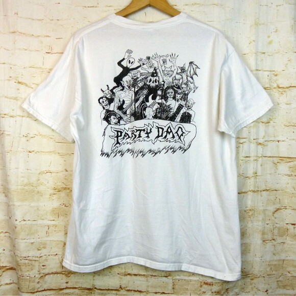 Party Day Monster Horror Band Graphic T Shirt Men XL White Cotton Comfort Colors - Picture 3 of 9